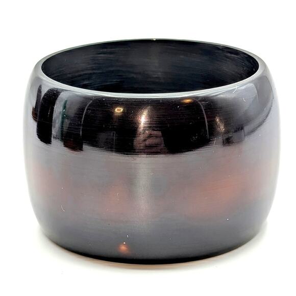 Vintage Cognac Stripe Simichrome Tested Heavy Wide Bangle Bracelet 88.27g - Picture 5 of 10